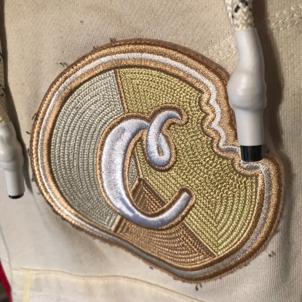 New Embraided Sweat-shirt Hoodie  Beige Color Kangaroo Pockets Long Sleeves - Picture 3 of 3
